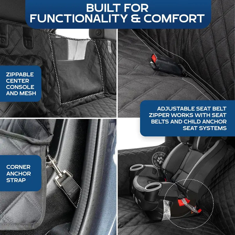 Dog Car Backseat Extender with Hard Bottom – Non-Slip Pet Travel Platform with Door Panel Protection, Spacious Car Seat Cover for Dogs of All Sizes