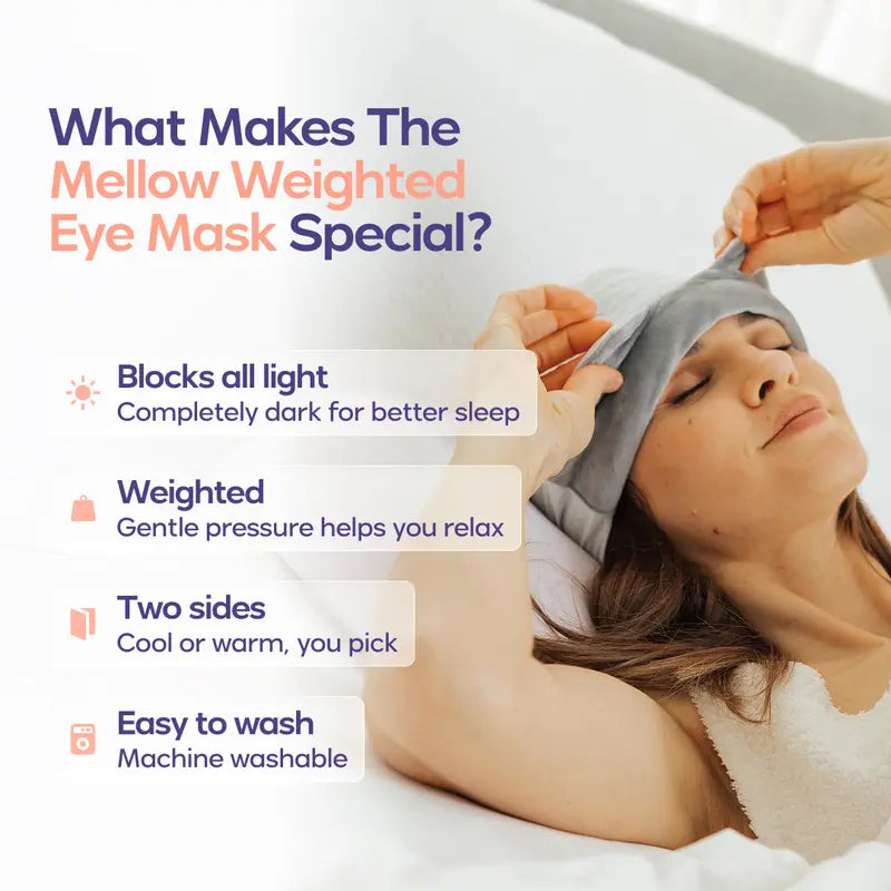 Weighted Sleep Eye Mask – Strapless 360° Wraparound Light Blocking Eye Mask for Deep Pressure Relaxation, Travel, Naps & Better Sleep