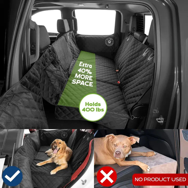 Dog Car Backseat Extender with Hard Bottom – Non-Slip Pet Travel Platform with Door Panel Protection, Spacious Car Seat Cover for Dogs of All Sizes