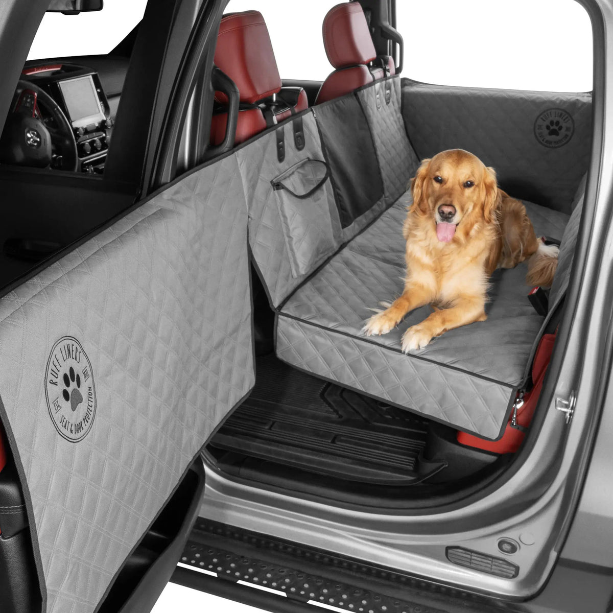 Dog Car Backseat Extender with Hard Bottom – Non-Slip Pet Travel Platform with Door Panel Protection, Spacious Car Seat Cover for Dogs of All Sizes