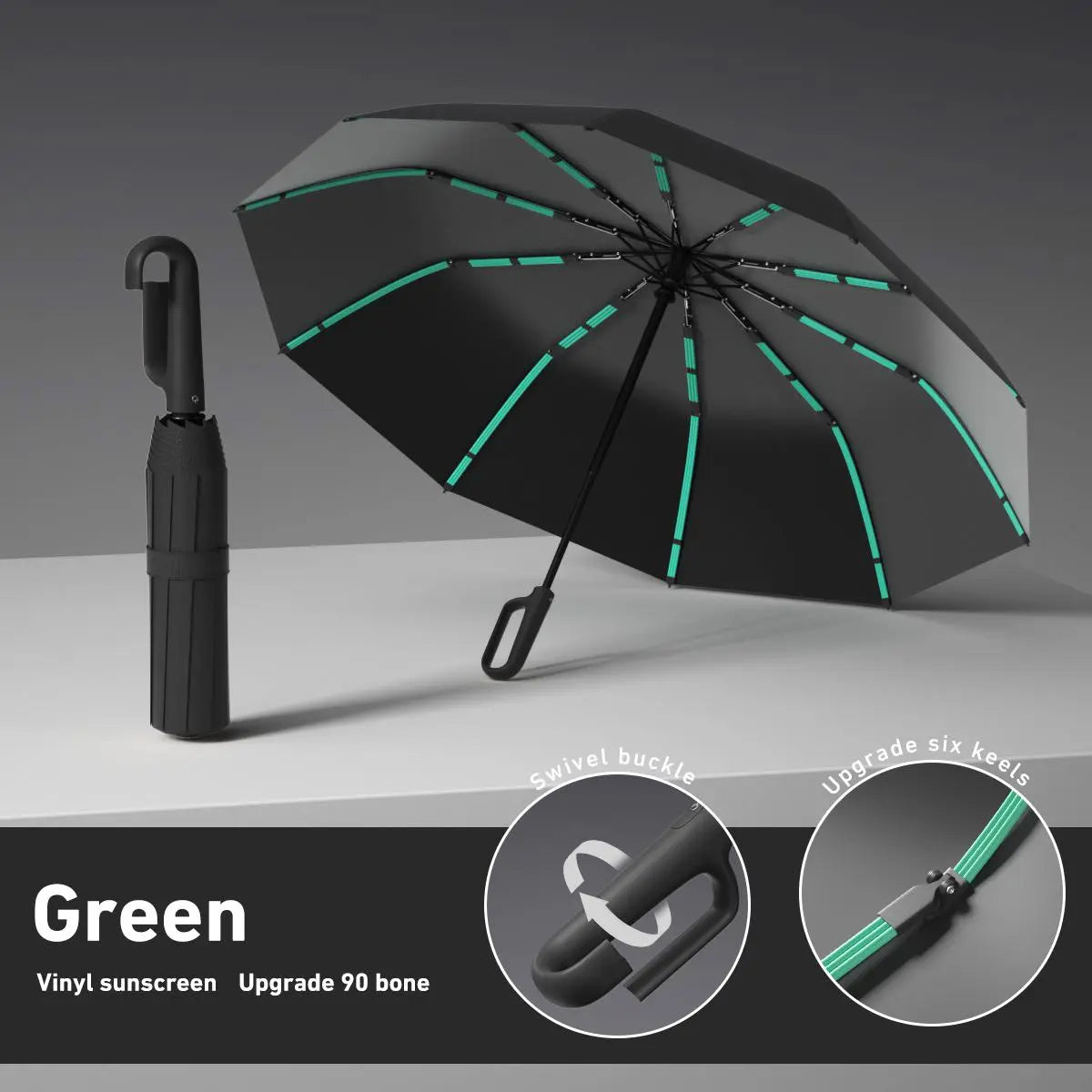 Automatic Folding Umbrella, Windproof & Waterproof Portable Compact Travel Umbrella with Loop Buckle for Men & WomenEnjoy a 5%-12% discount when you buy 2 or more items.