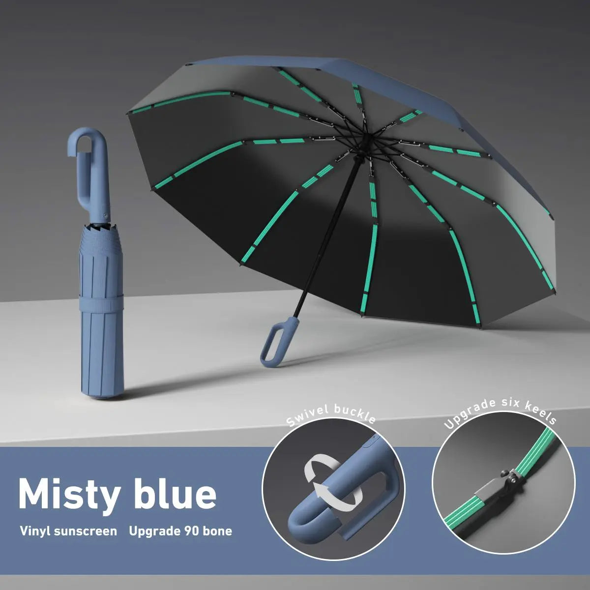 Automatic Folding Umbrella, Windproof & Waterproof Portable Compact Travel Umbrella with Loop Buckle for Men & WomenEnjoy a 5%-12% discount when you buy 2 or more items.