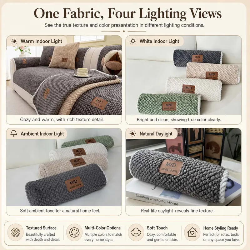 Luxury Thick Sofa Cover – Soft Textured Removable & Washable Couch Protector with Non-Slip Design, Pet-Friendly Slipcover for Sectional, Loveseat & 3-Seater Sofas