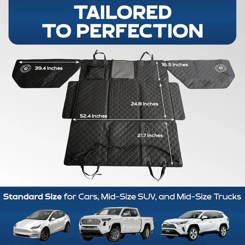 Dog Car Backseat Extender with Hard Bottom – Non-Slip Pet Travel Platform with Door Panel Protection, Spacious Car Seat Cover for Dogs of All Sizes