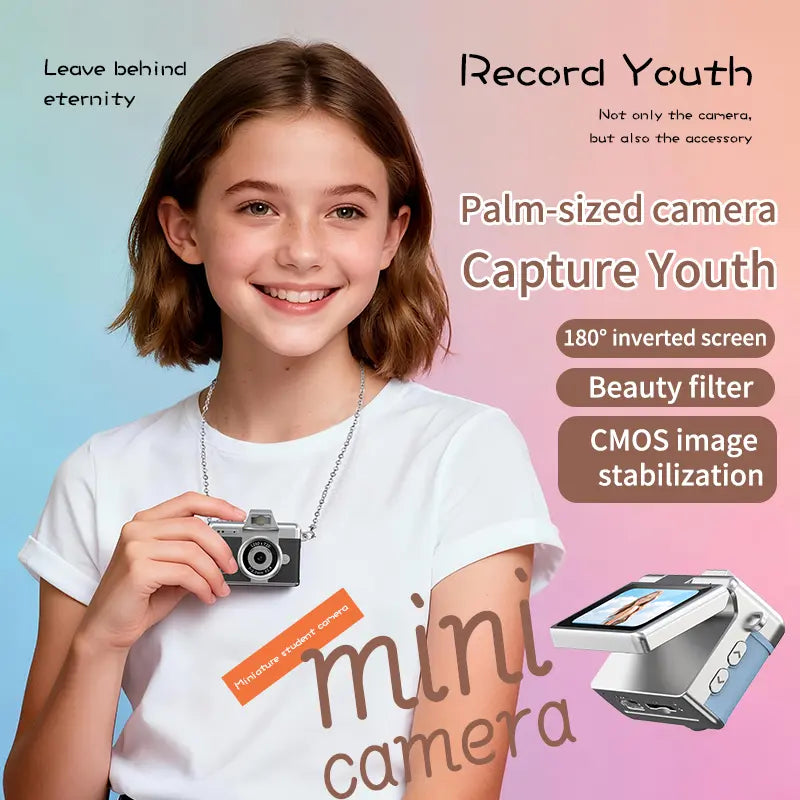 Mini Keychain Digital Camera, Pocket-Size 1080P HD Retro Camera with Flash, 0.96-Inch Screen, 32GB Memory Card & Charging Cable Included