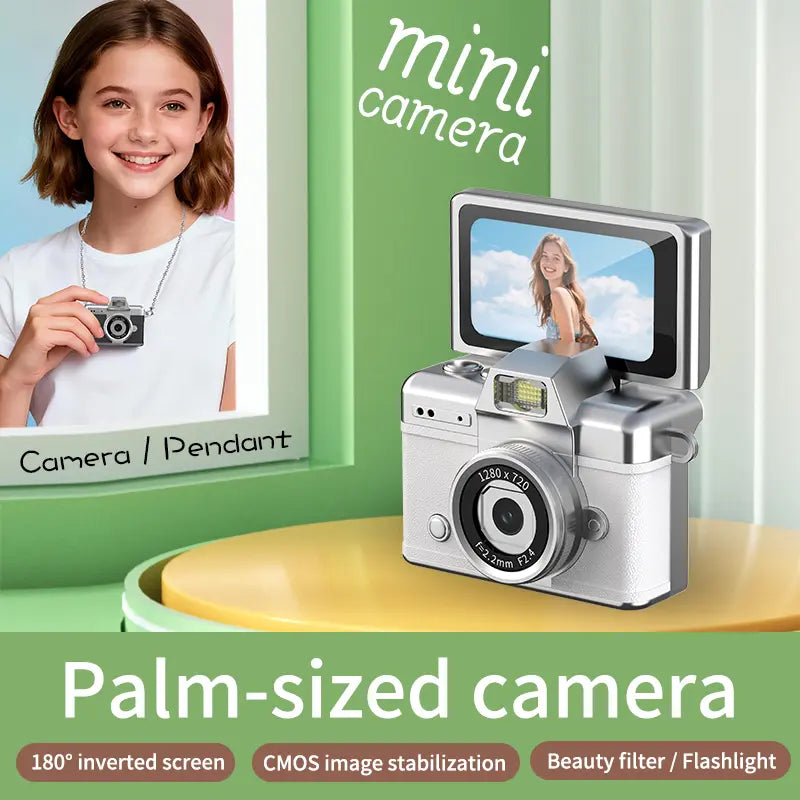 Mini Keychain Digital Camera, Pocket-Size 1080P HD Retro Camera with Flash, 0.96-Inch Screen, 32GB Memory Card & Charging Cable Included