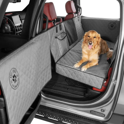 Dog Car Backseat Extender with Hard Bottom – Non-Slip Pet Travel Platform with Door Panel Protection, Spacious Car Seat Cover for Dogs of All Sizes