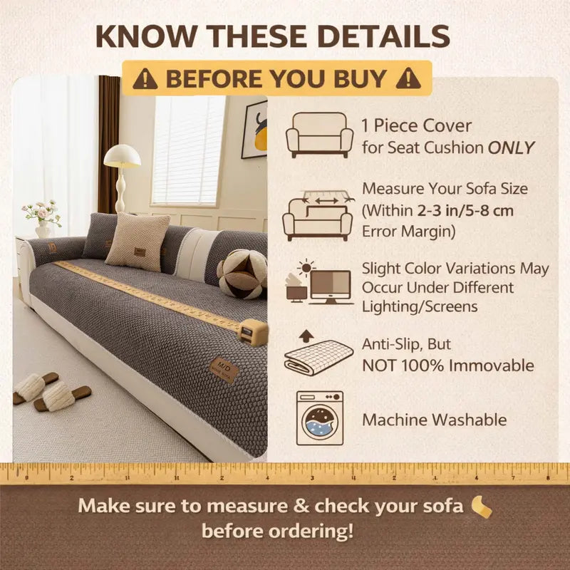 Luxury Thick Sofa Cover – Soft Textured Removable & Washable Couch Protector with Non-Slip Design, Pet-Friendly Slipcover for Sectional, Loveseat & 3-Seater Sofas