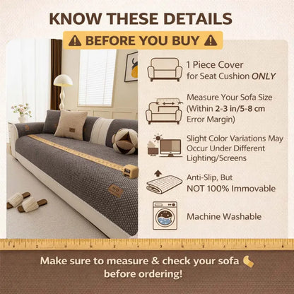 Luxury Thick Sofa Cover – Soft Textured Removable & Washable Couch Protector with Non-Slip Design, Pet-Friendly Slipcover for Sectional, Loveseat & 3-Seater Sofas