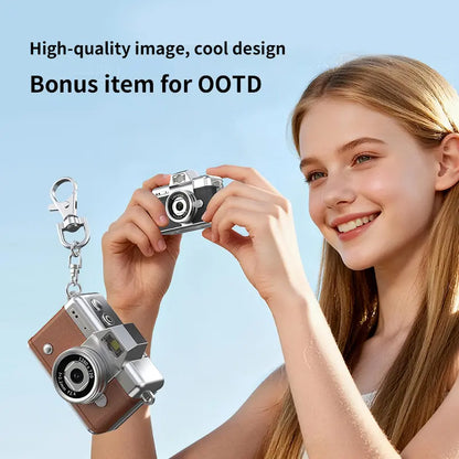 Mini Keychain Digital Camera, Pocket-Size 1080P HD Retro Camera with Flash, 0.96-Inch Screen, 32GB Memory Card & Charging Cable Included