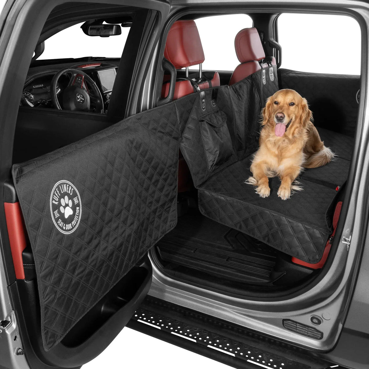 Dog Car Backseat Extender with Hard Bottom – Non-Slip Pet Travel Platform with Door Panel Protection, Spacious Car Seat Cover for Dogs of All Sizes
