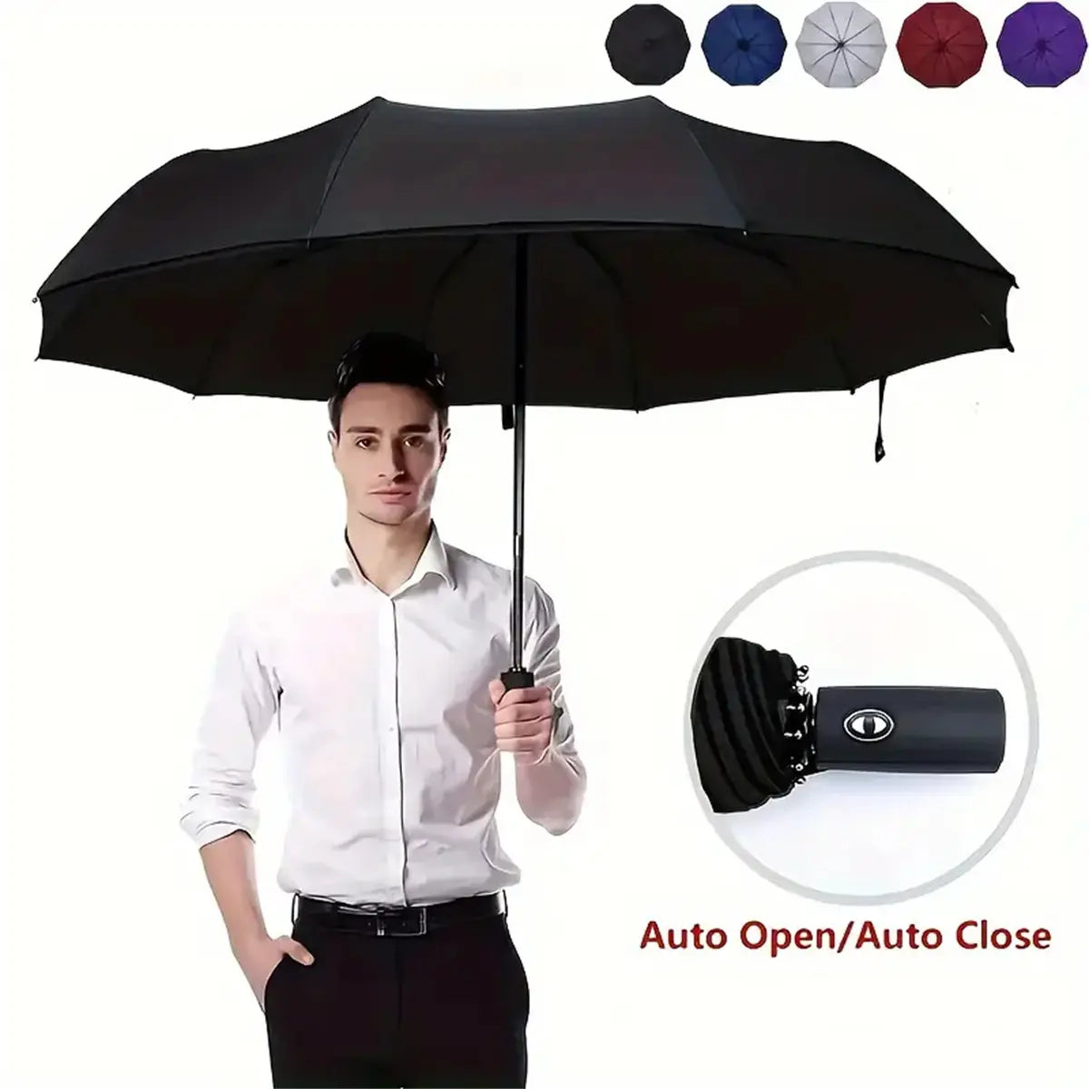 Automatic Folding Umbrella, Windproof & Waterproof Portable Compact Travel Umbrella with Loop Buckle for Men & WomenEnjoy a 5%-12% discount when you buy 2 or more items.