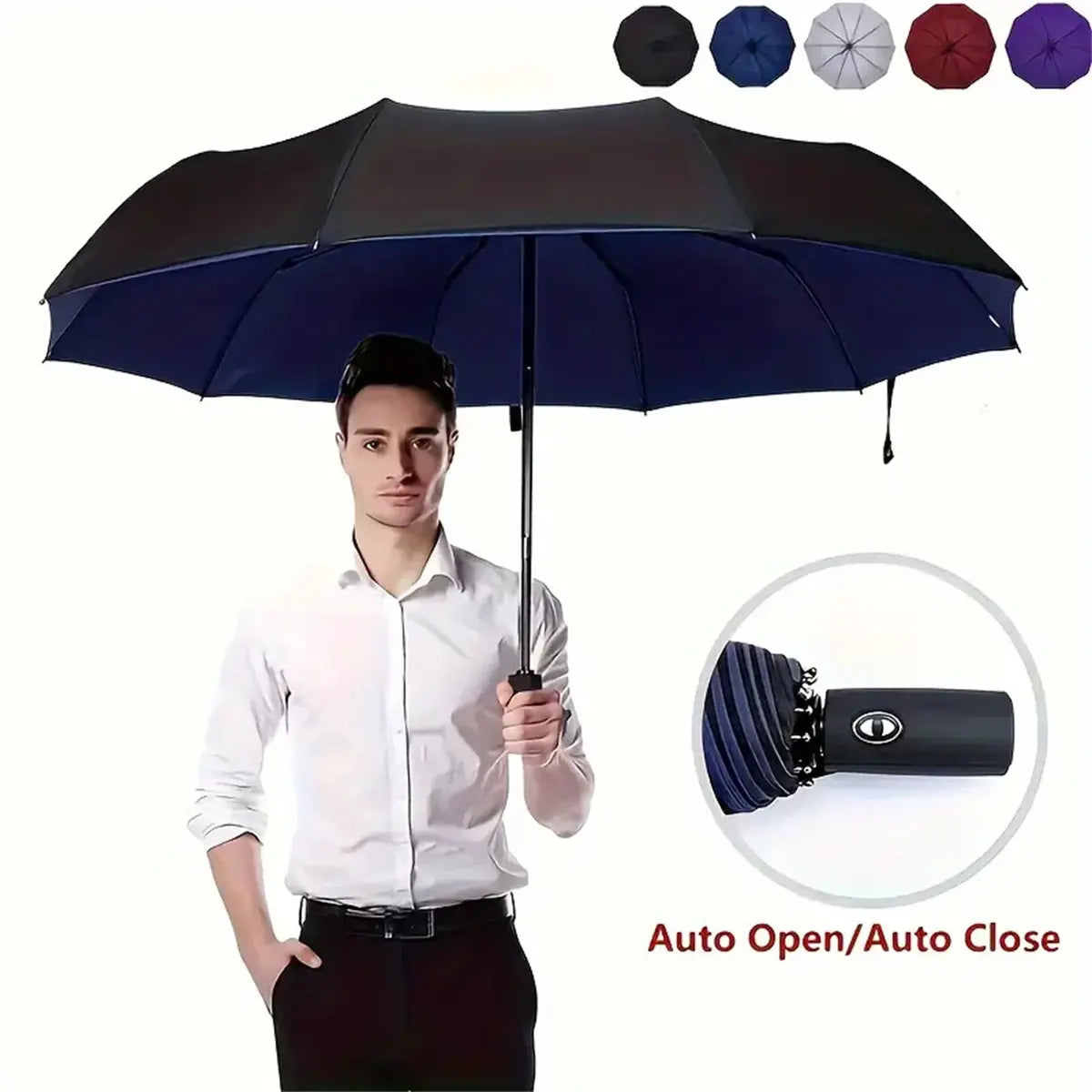 Automatic Folding Umbrella, Windproof & Waterproof Portable Compact Travel Umbrella with Loop Buckle for Men & WomenEnjoy a 5%-12% discount when you buy 2 or more items.