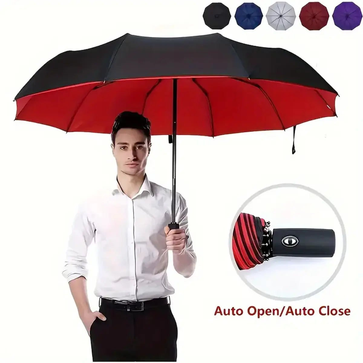 Automatic Folding Umbrella, Windproof & Waterproof Portable Compact Travel Umbrella with Loop Buckle for Men & WomenEnjoy a 5%-12% discount when you buy 2 or more items.