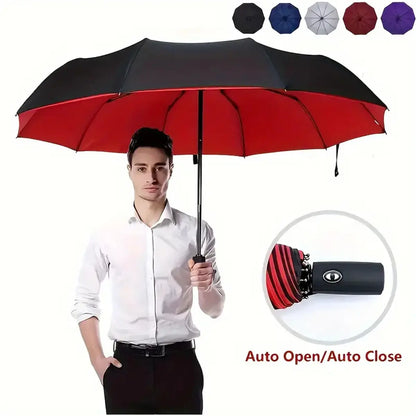 Automatic Folding Umbrella, Windproof & Waterproof Portable Compact Travel Umbrella with Loop Buckle for Men & WomenEnjoy a 5%-12% discount when you buy 2 or more items.