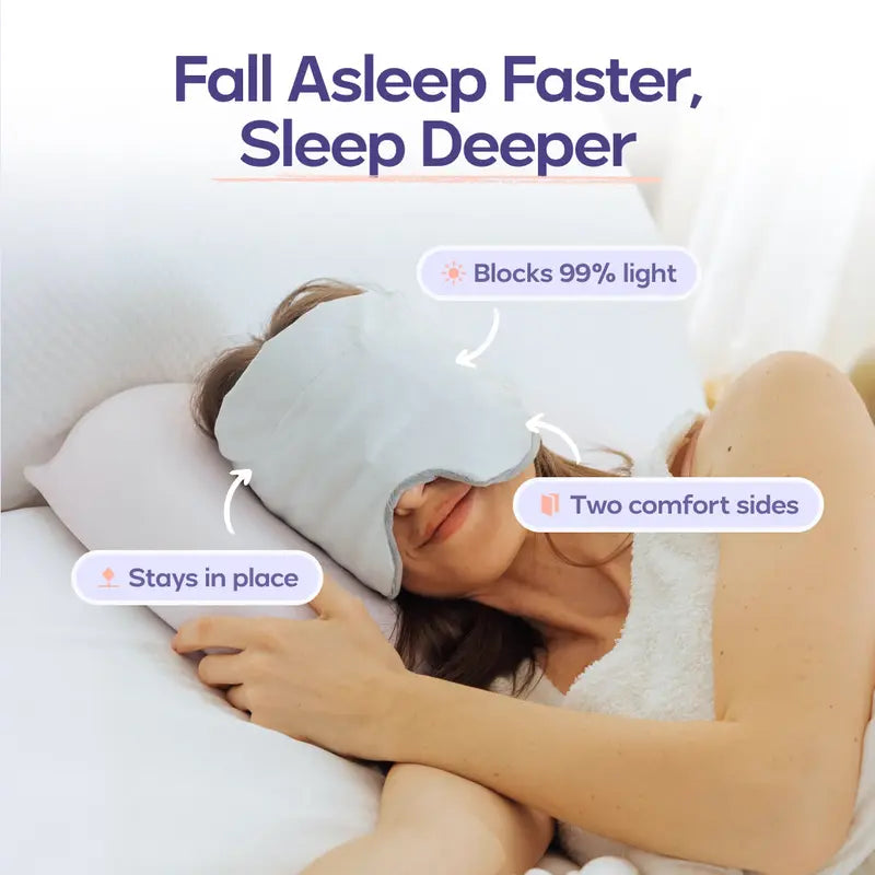 Weighted Sleep Eye Mask – Strapless 360° Wraparound Light Blocking Eye Mask for Deep Pressure Relaxation, Travel, Naps & Better Sleep